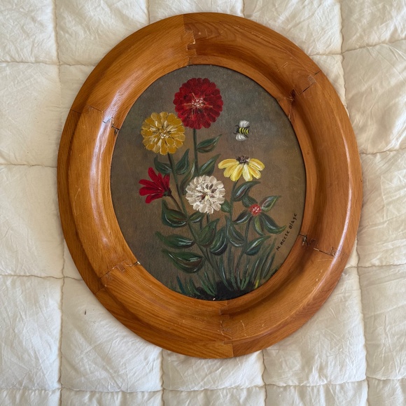 2 Vintage Floral Paintings - Picture 8 of 9